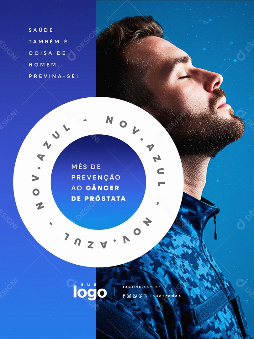 Novembro Azul Saúde Também é Coisa de Homem Previna-Se Social Media PSD Editável