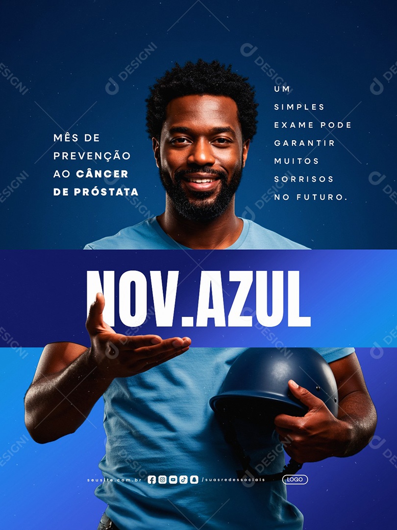 Novembro Azul Mês de Prevenção ao Câncer de Próstata Social Media PSD Editável