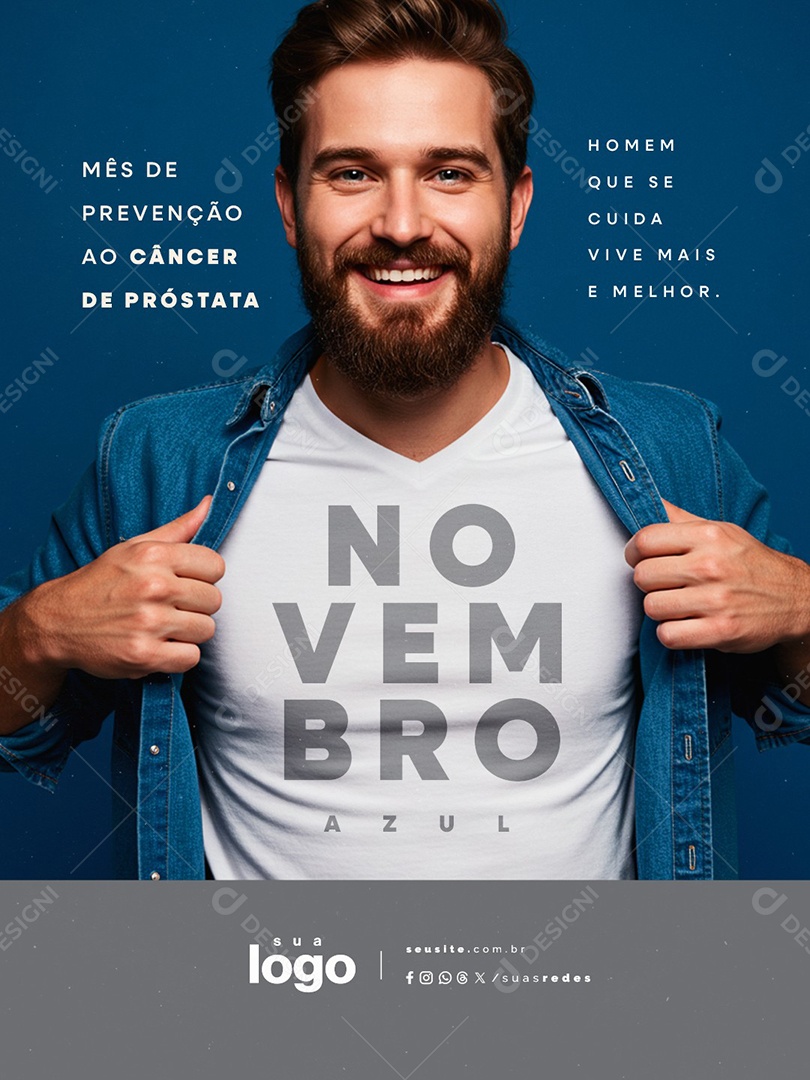 Novembro Azul Mês de Prevenção ao Câncer de Próstata Social Media PSD Editável