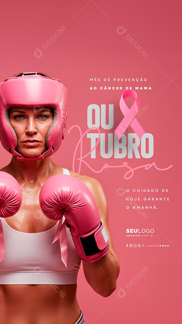 Story Outubro Rosa Mês de Prevenção ao Câncer de Mama Social Media PSD Editável
