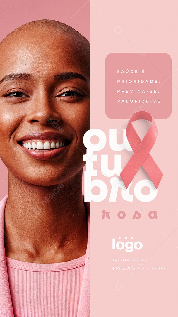 Story Outubro Rosa Saúde é Prioridade Social Media PSD Editável