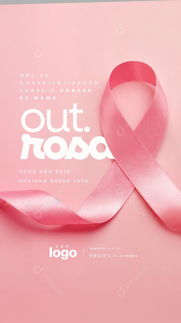 Story Outubro Rosa Mês de Prevenção ao Câncer de Mama Social Media PSD Editável