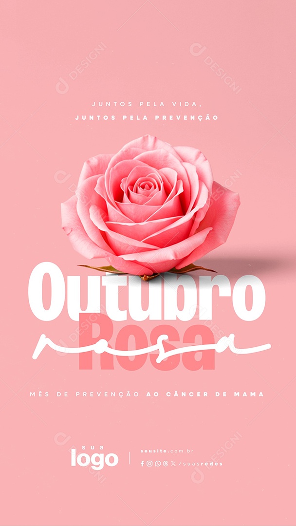 Story Outubro Rosa Mês de Prevenção ao Câncer de Mama Social Media PSD Editável