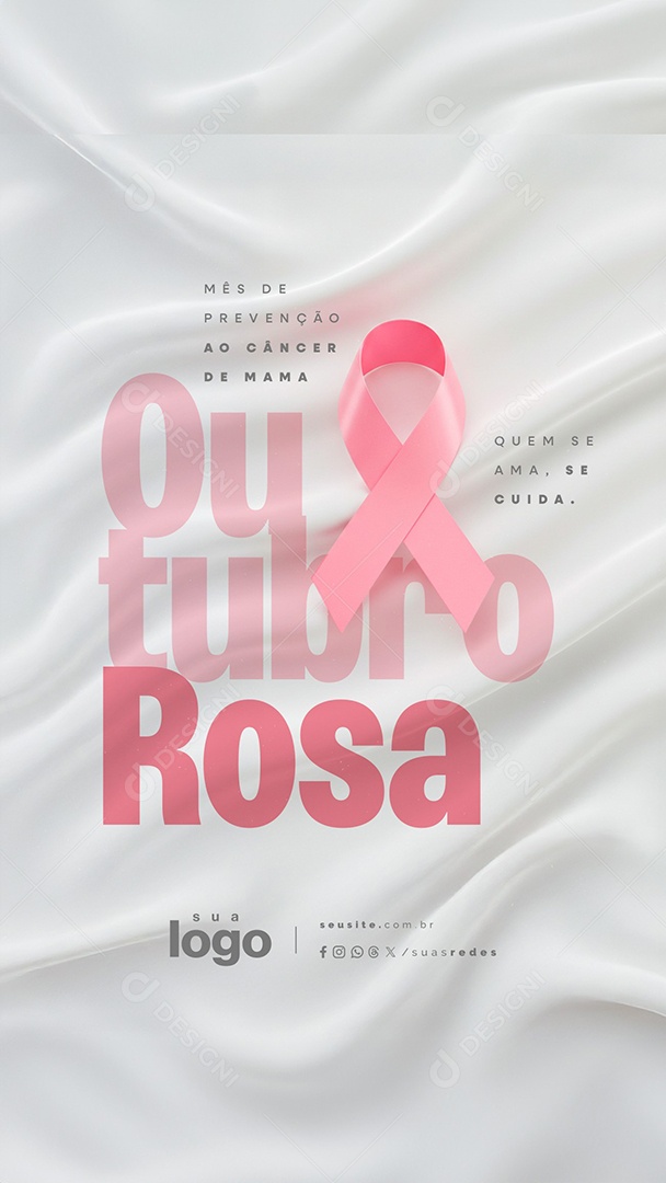 Story Outubro Rosa Mês de Prevenção ao Câncer de Mama Social Media PSD Editável