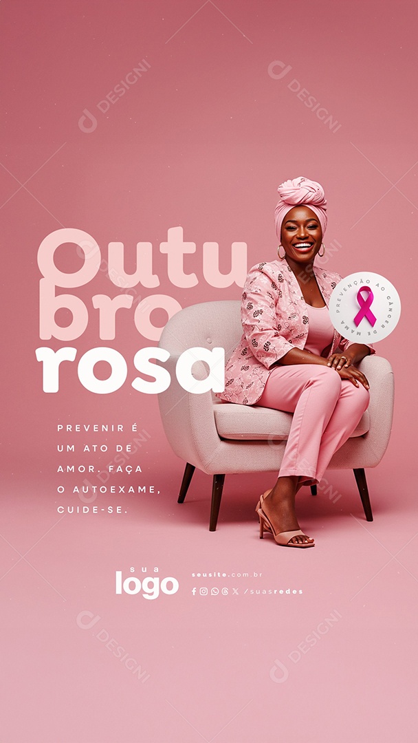 Story Outubro Rosa Prevenir é Um Ato de Amor Social Media PSD Editável