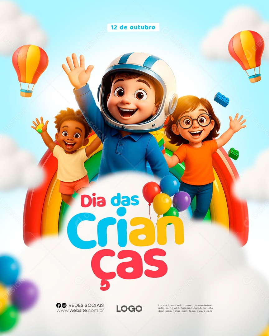 Feliz Dia das Crianças 12 de Outubro Social Media PSD Editável
