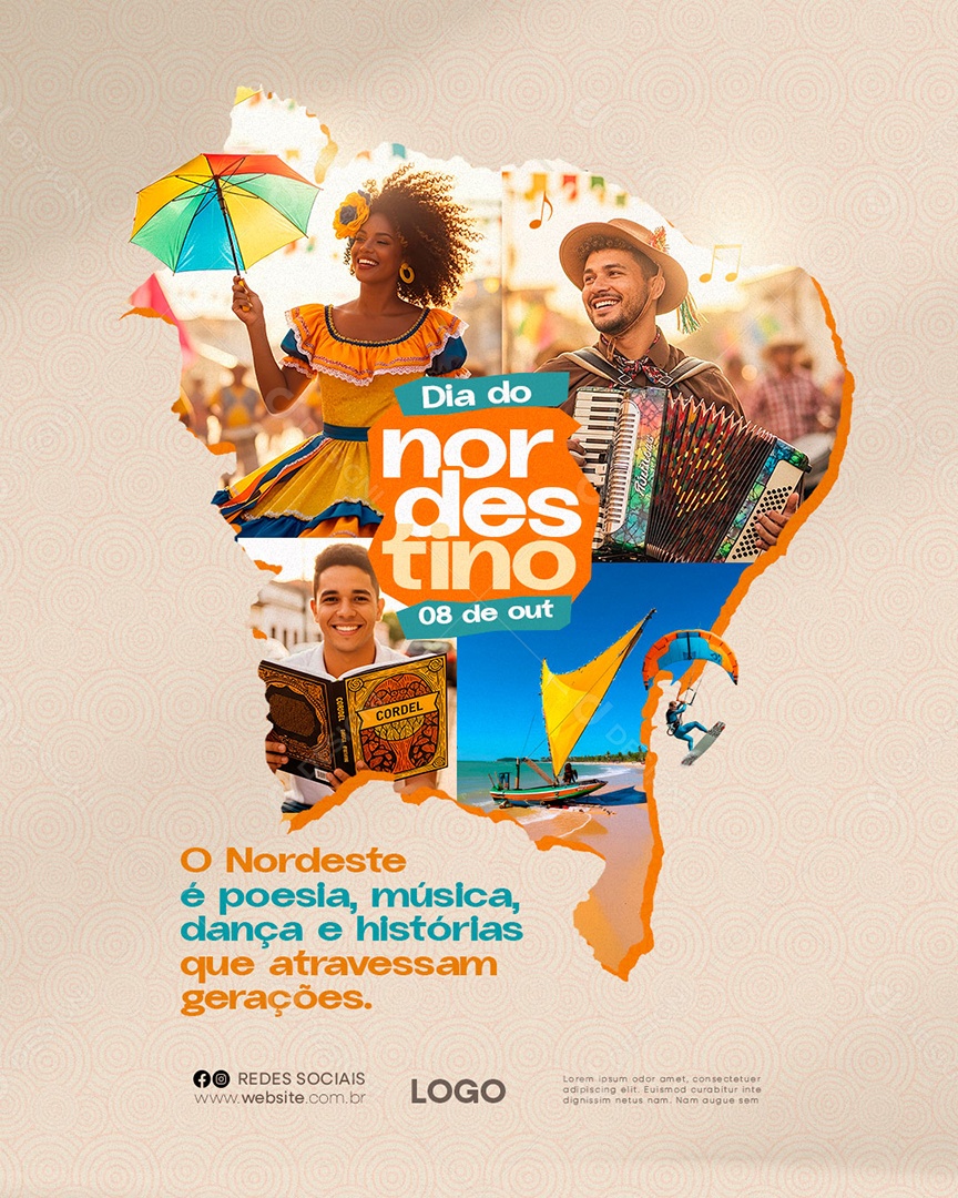 Dia do Nordestino 08 Outubro Social Media PSD Editável
