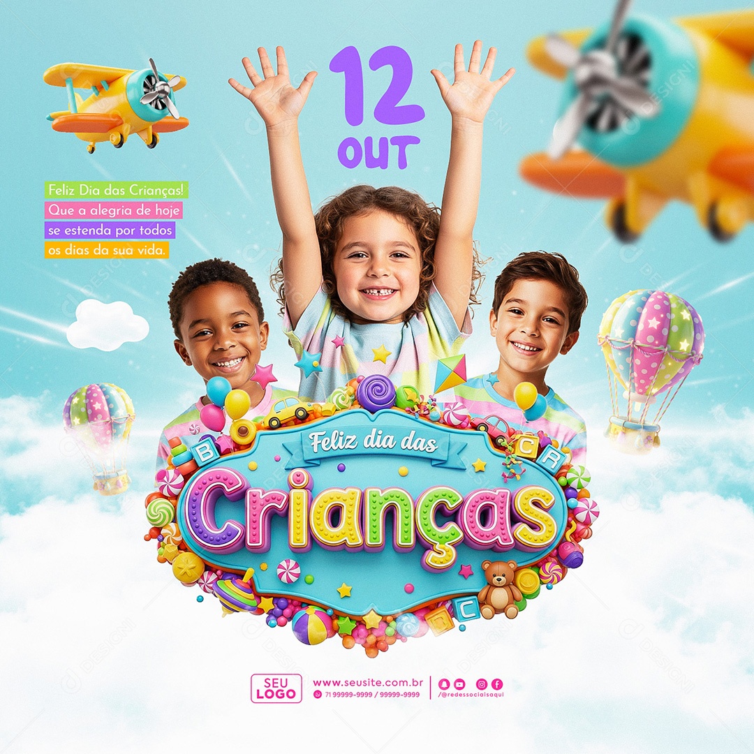 Feliz Dia das Crianças 12 de Outubro Social Media PSD Editável