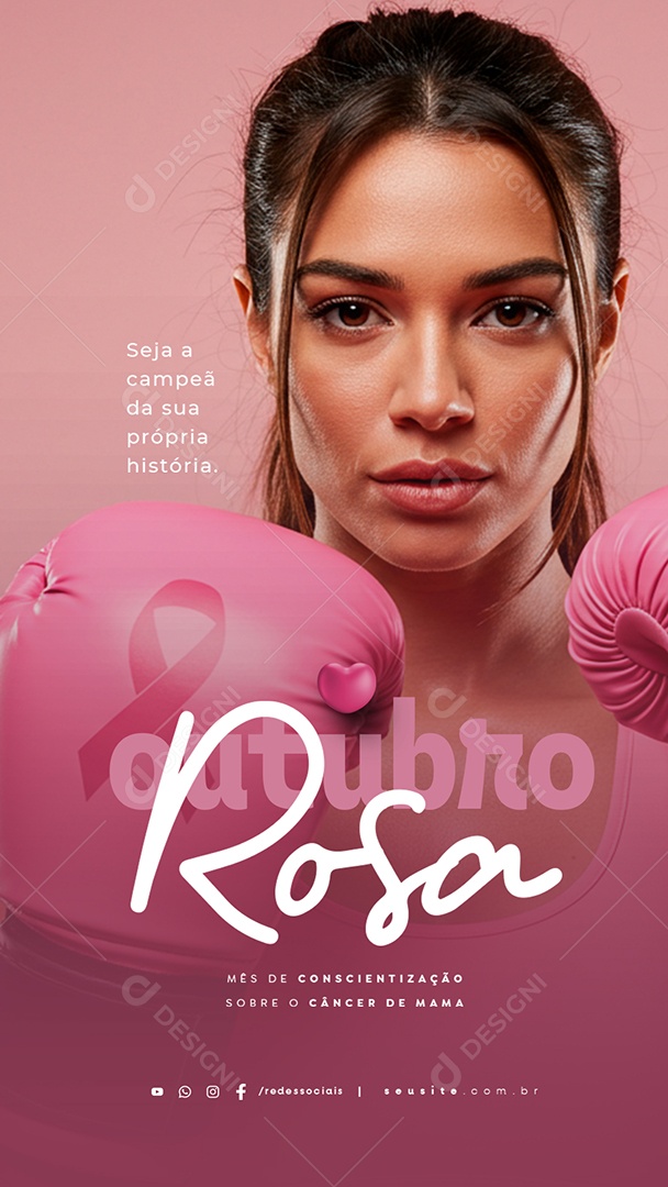 Story Outubro Rosa Seja a Campeã da Sua Própria História Social Media PSD Editável
