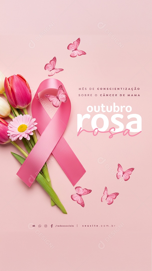 Story Outubro Rosa Mês de Conscientização Sobre o Câncer de Mama Social Media PSD Editável