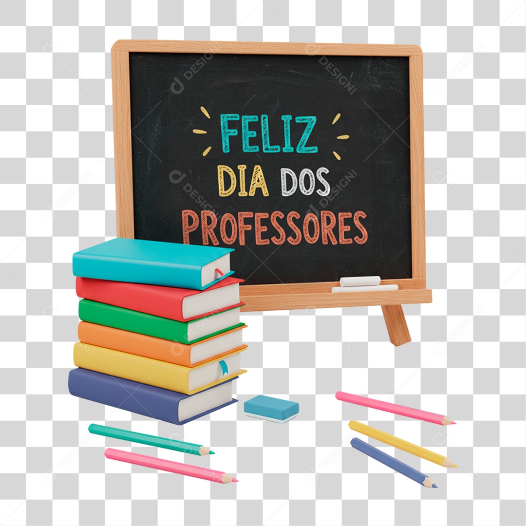 Selo 3D Feliz Dia dos Professores PNG Transparente