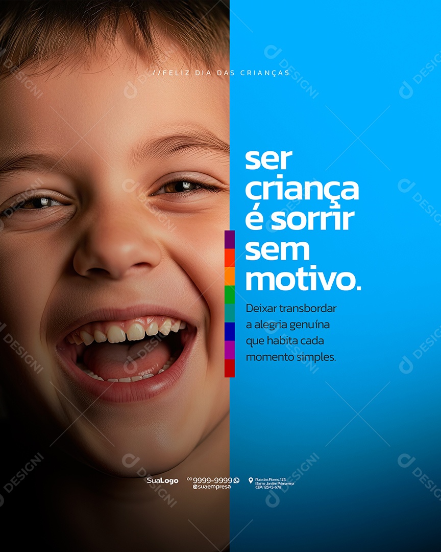Dia das Crianças 12 de Outubro Ser Criança é Sorrir Sem Motivo Social Media PSD Editável