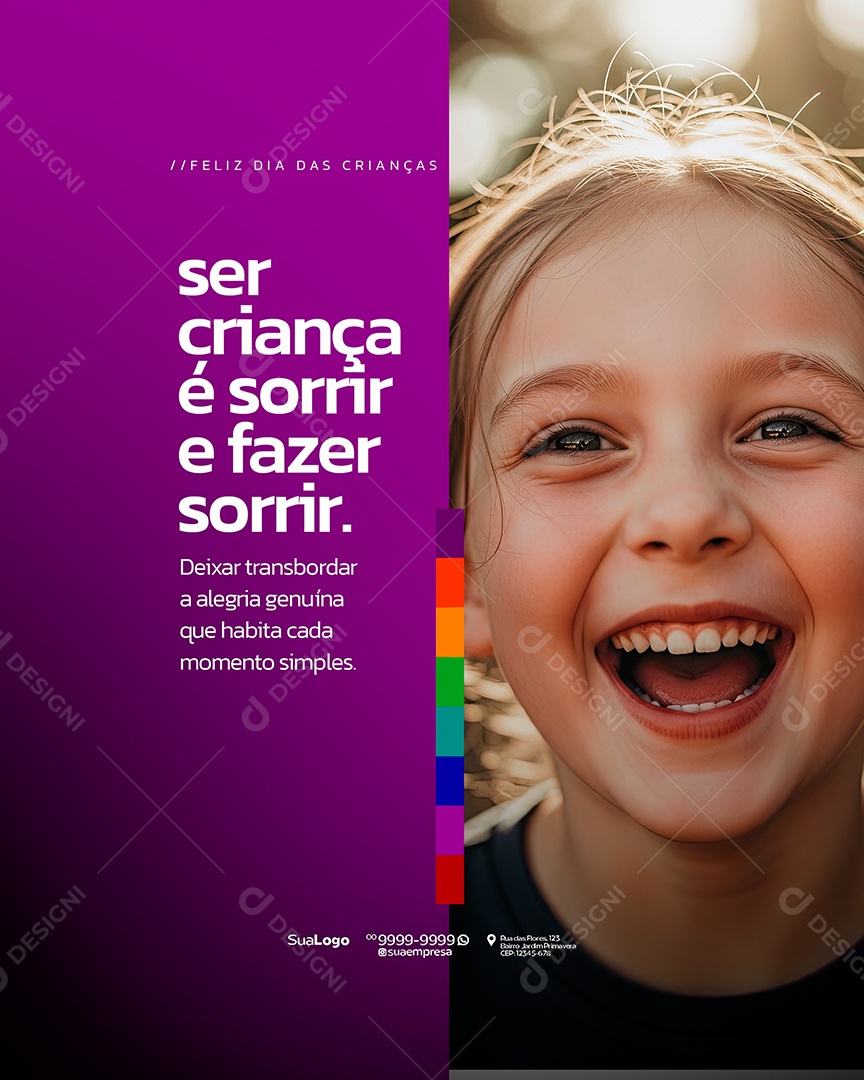 Dia das Crianças 12 de Outubro Ser Criança é Sorrir e Fazer Sorrir Social Media PSD Editável