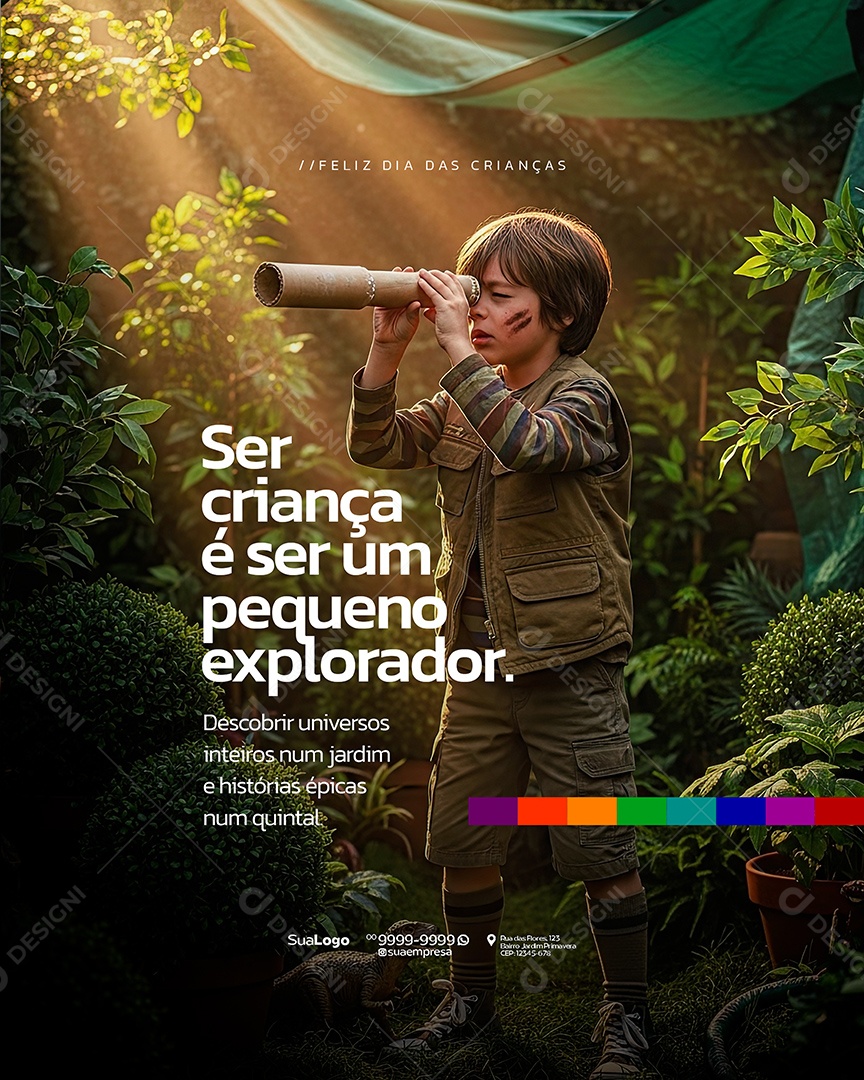 Dia das Crianças 12 de Outubro Ser Criança é Ser Um Pequeno Explorador Social Media PSD Editável