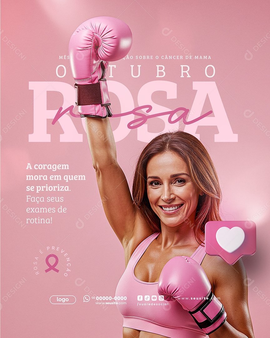 Outubro Rosa Vencer Começa Com Prevenção Social Media PSD Editável