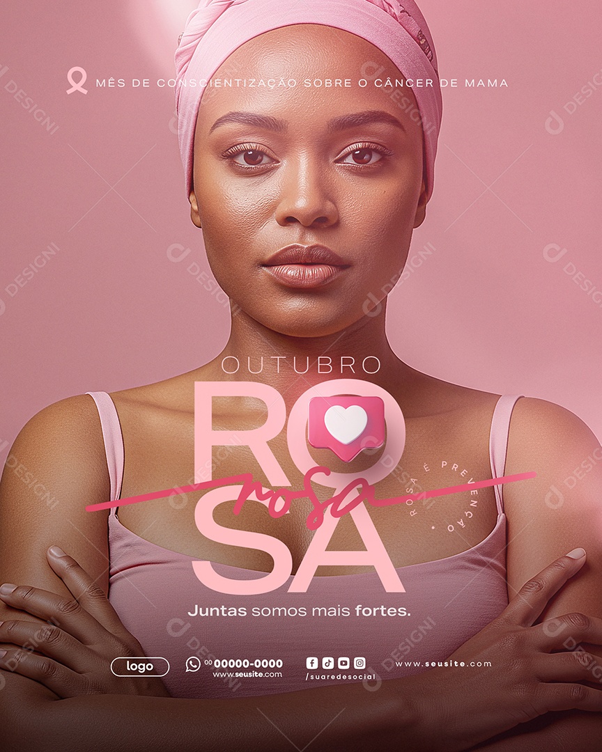 Outubro Rosa Juntas Somos Mais Fortes Social Media PSD Editável