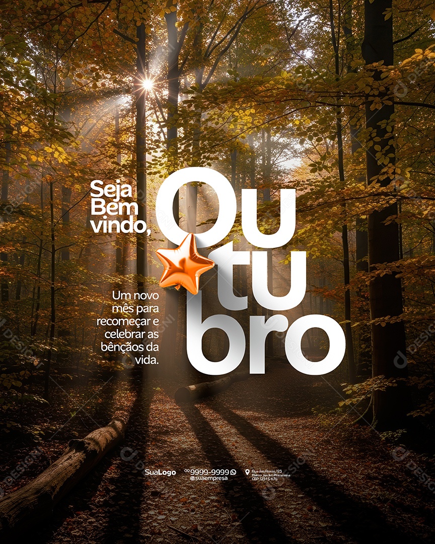 Seja Bem Vindo Outubro Social Media PSD Editável