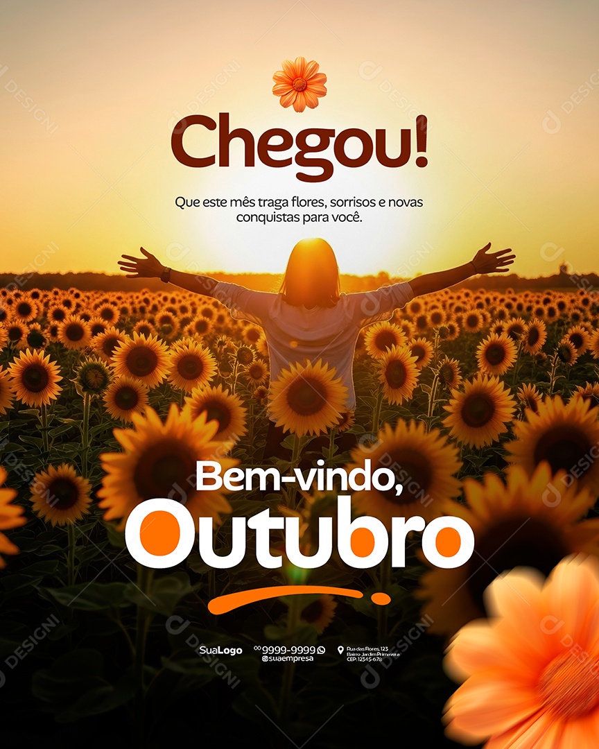 Bem Vindo Outubro Chegou Social Media PSD Editável