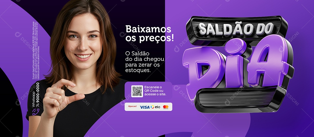 Banner Saldão do Dia Baixamos os Preços Social Media PSD Editável