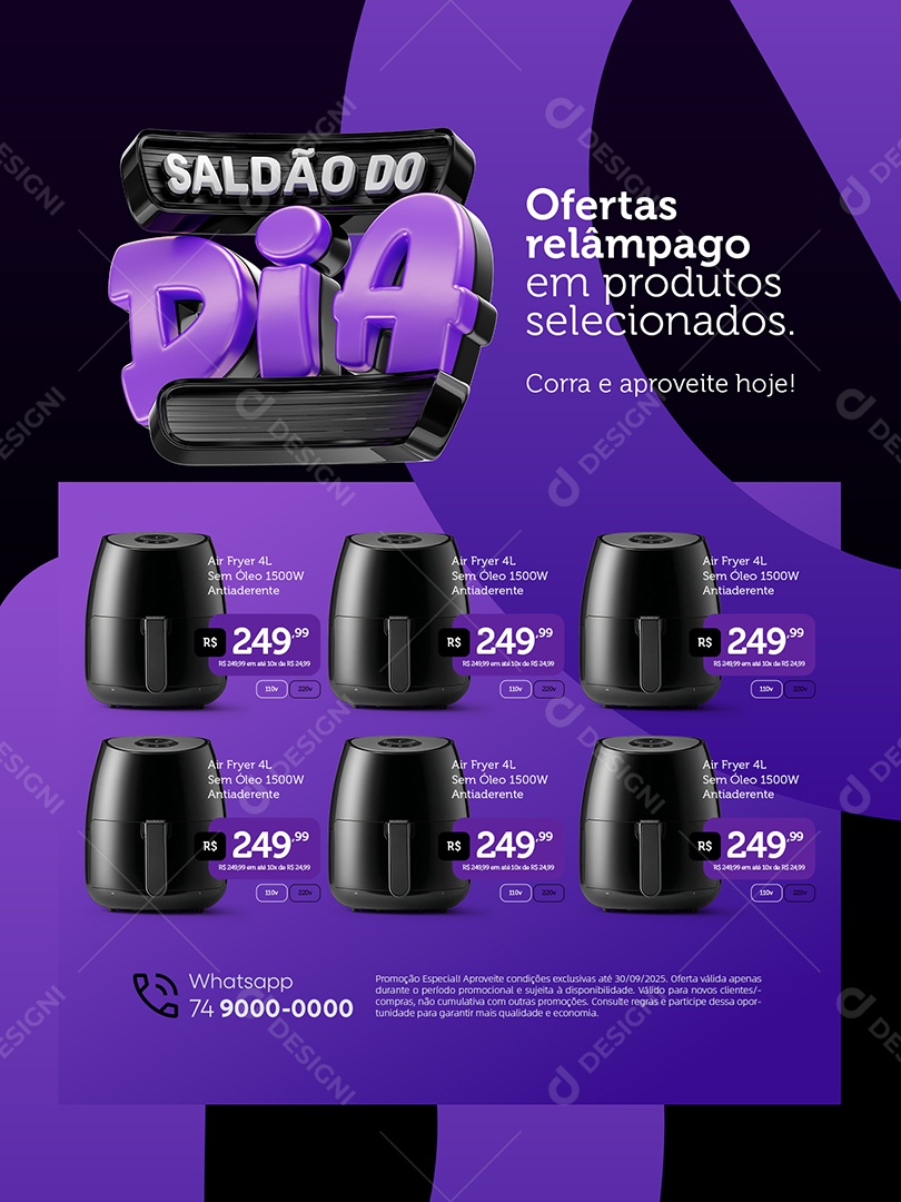 Encarte Saldão do Dia Ofertas Relâmpago Social Media PSD Editável