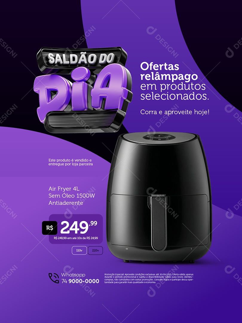 Saldão do Dia Ofertas Relâmpago Social Media PSD Editável