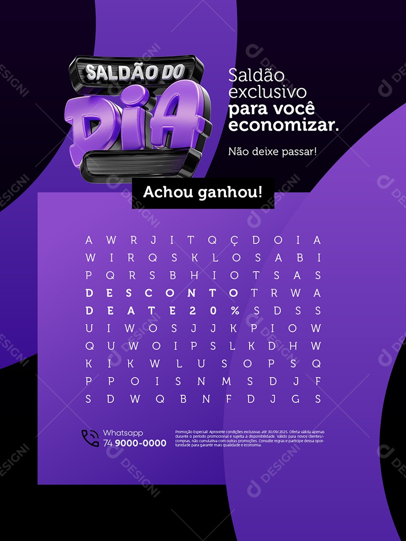 Saldão do Dia Exclusivo Para Economizar Social Media PSD Editável