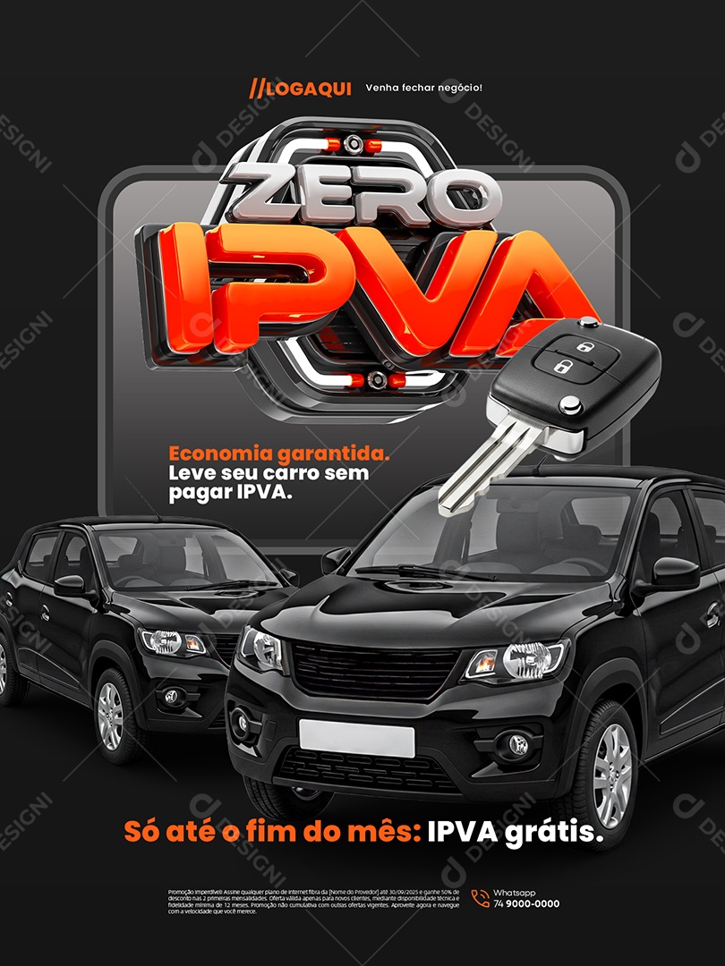 Concessionária Zero IPVA Economia Garantida Social Media PSD Editável