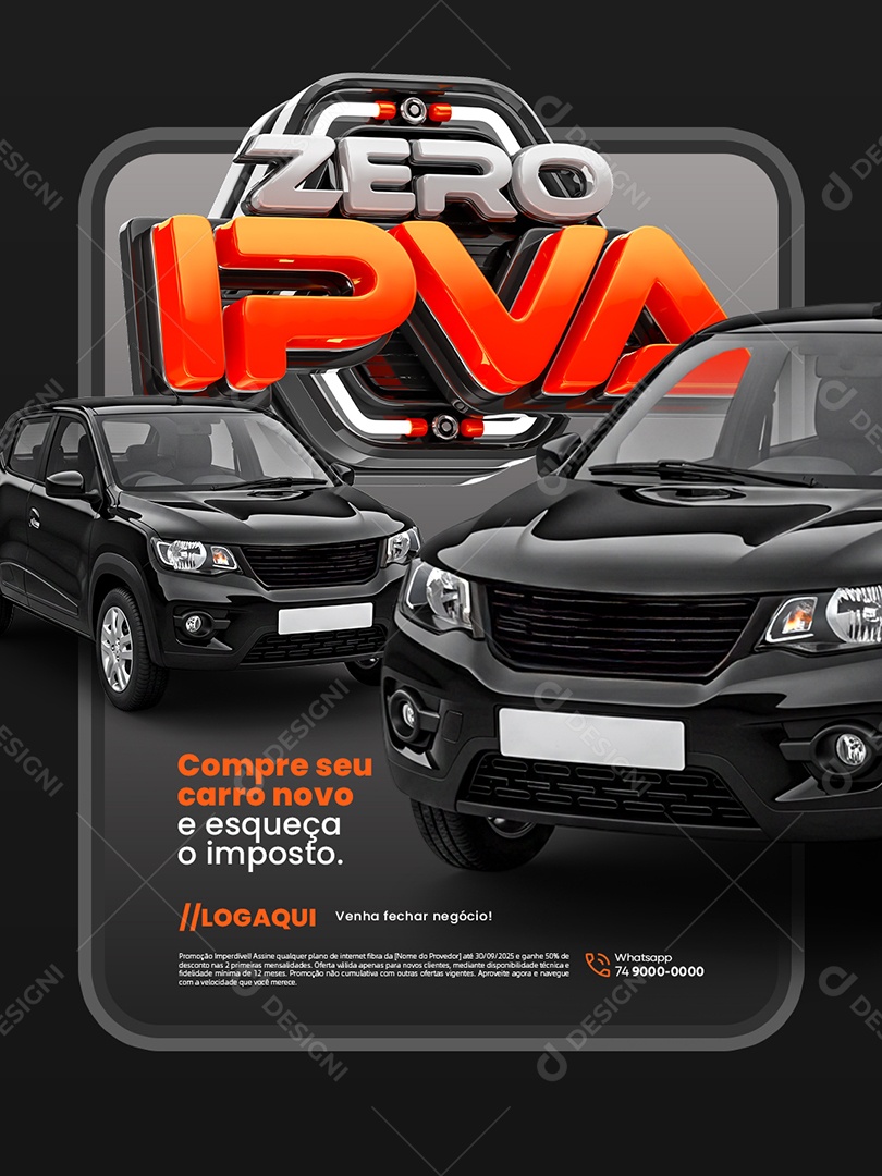 Concessionária Zero IPVA Esqueça seu Imposto Social Media PSD Editável