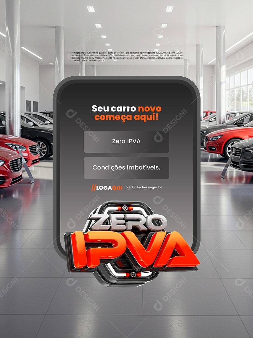 Concessionária Zero IPVA Seu Carro Novo Aqui Social Media PSD Editável