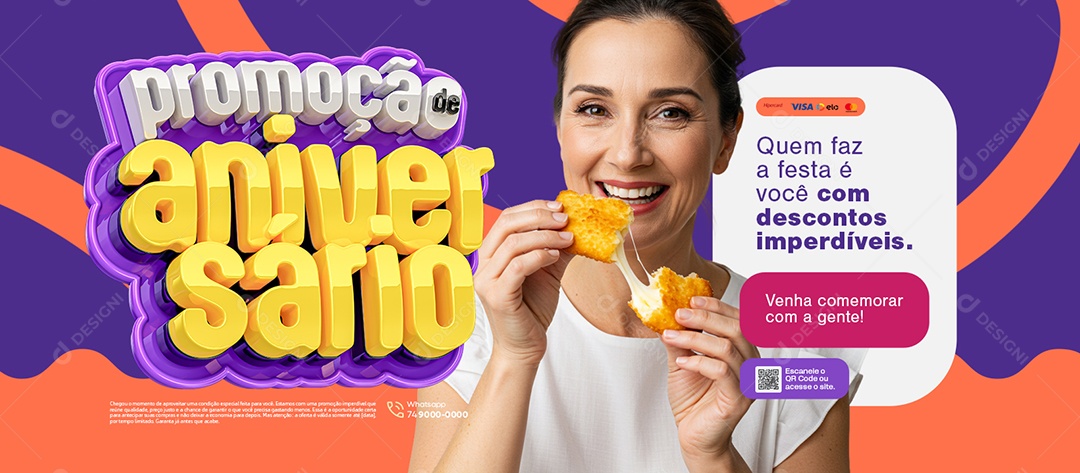 Banner Promoção de Aniversario Pastelaria Social Media PSD Editável