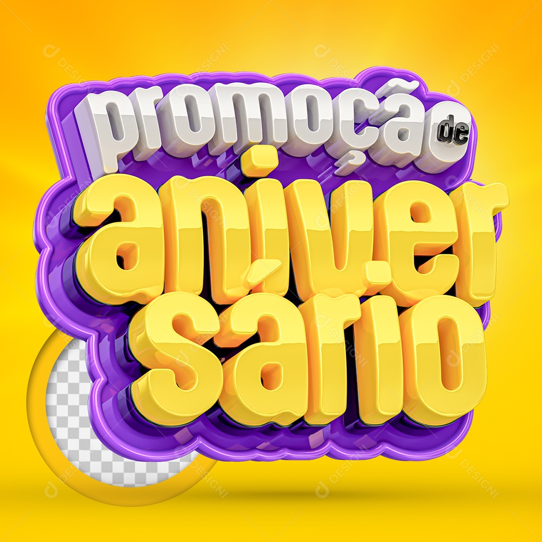 Selo 3D Promoção de Aniversario Pastelaria Para Composição PSD