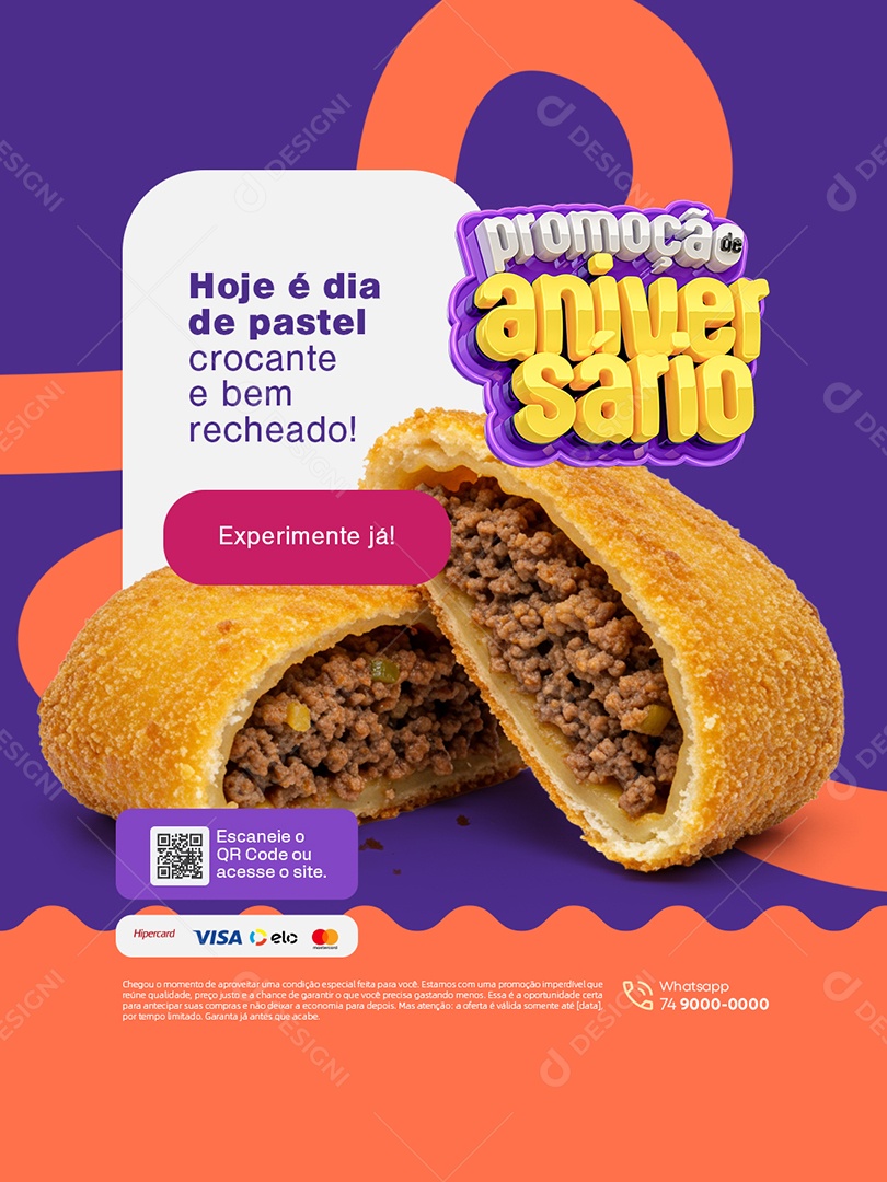 Promoção de Aniversario Pastelaria Social Media PSD Editável