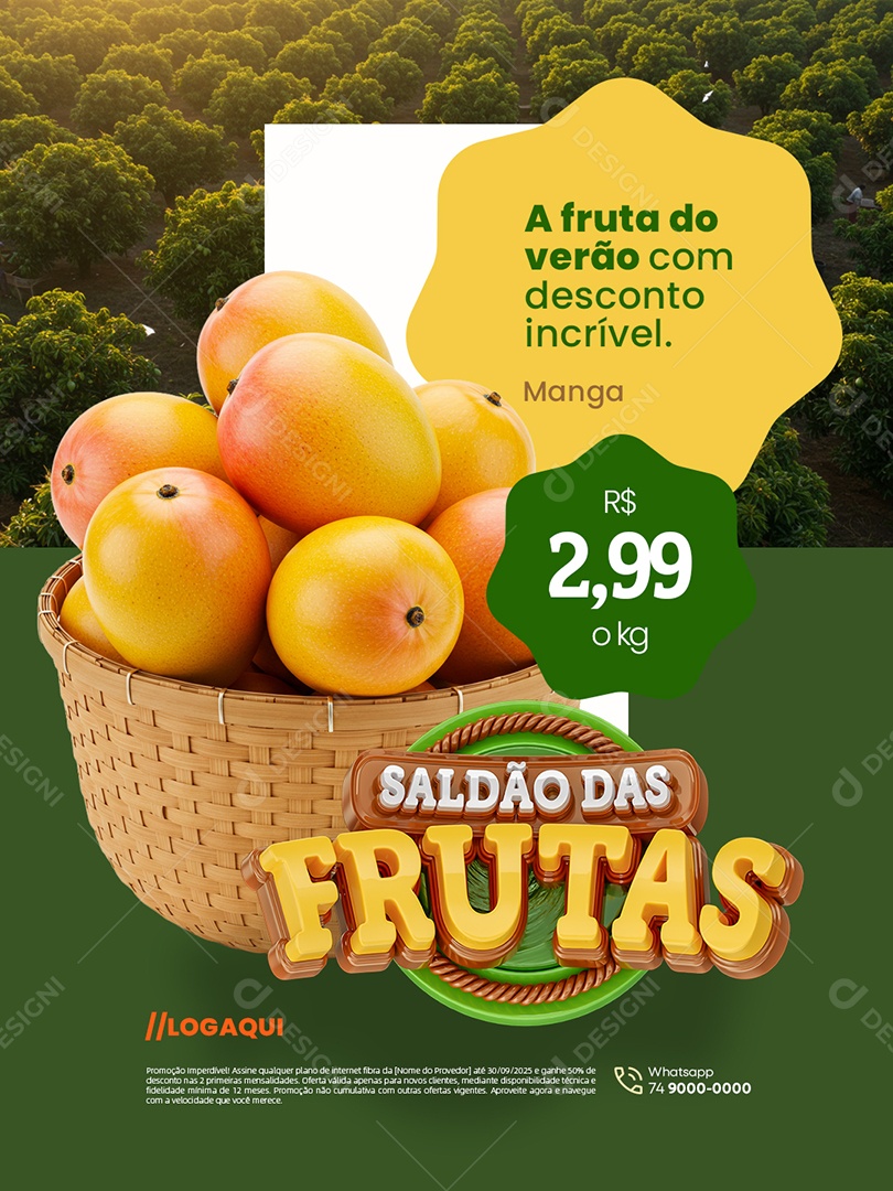 Saldão das Frutas Desconto Incrível Social Media PSD Editável