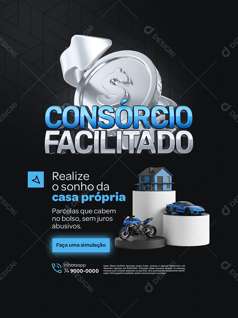 Consorcio Facilitado O Sonho da Casa Própria Social Media PSD Editável