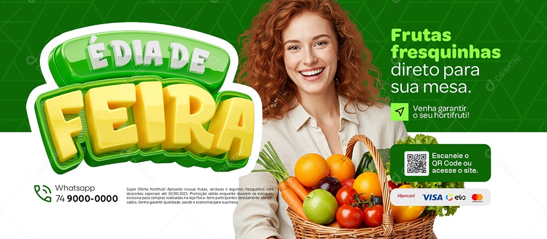 Banner É Dia de Feira Frutas Fraquinhas Social Media PSD Editável
