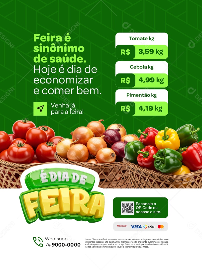 É Dia de Feira Binômino de Saúde Social Media PSD Editável