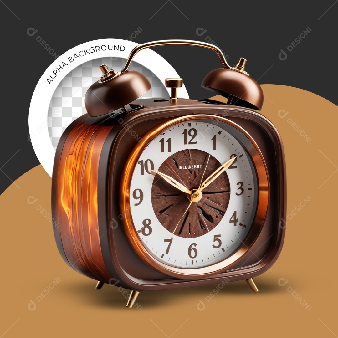 Elemento 3D Relógio Despertador Churrasqueira para Composição PSD Editável
