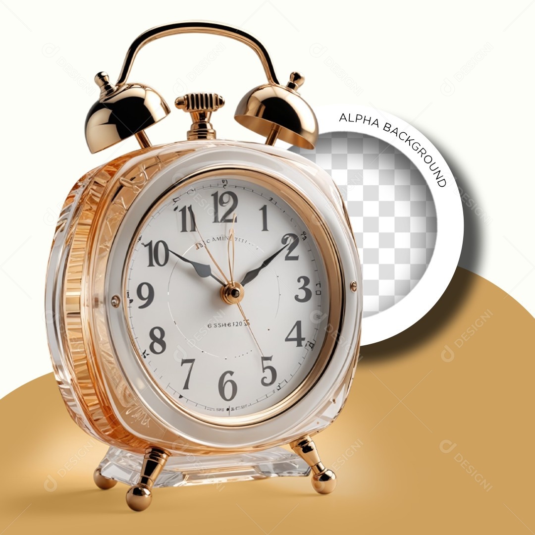 Elemento 3D Relógio Despertador Perfumaria para Composição PSD Editável
