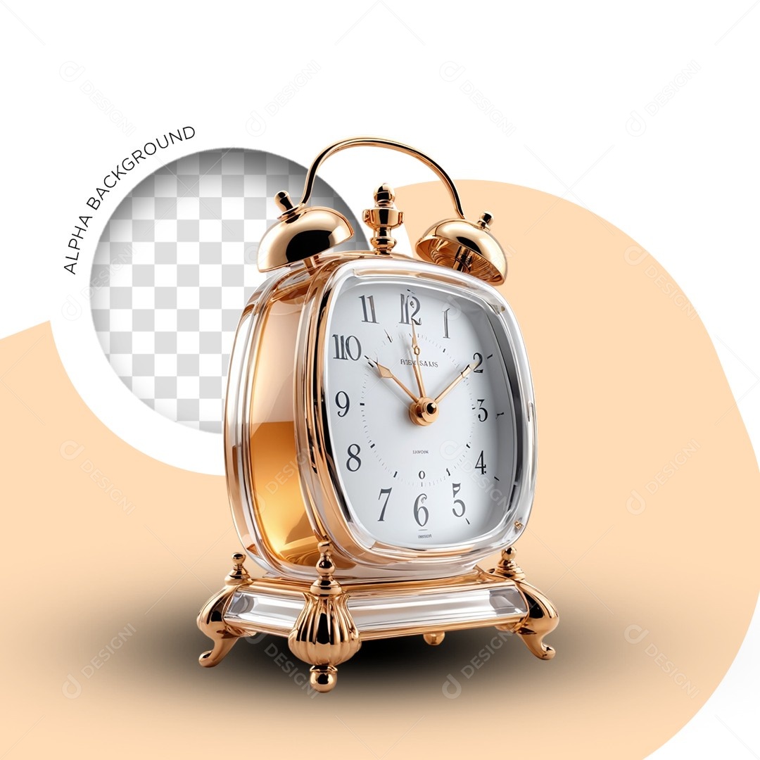 Elemento 3D Relógio Despertador Perfumaria para Composição PSD Editável