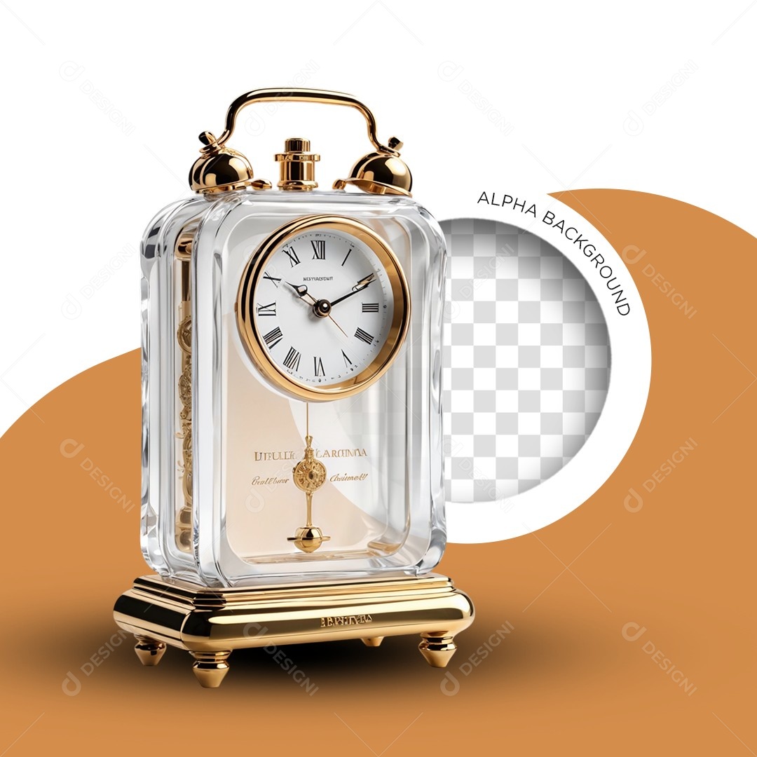 Elemento 3D Relógio Despertador Perfumaria para Composição PSD Editável