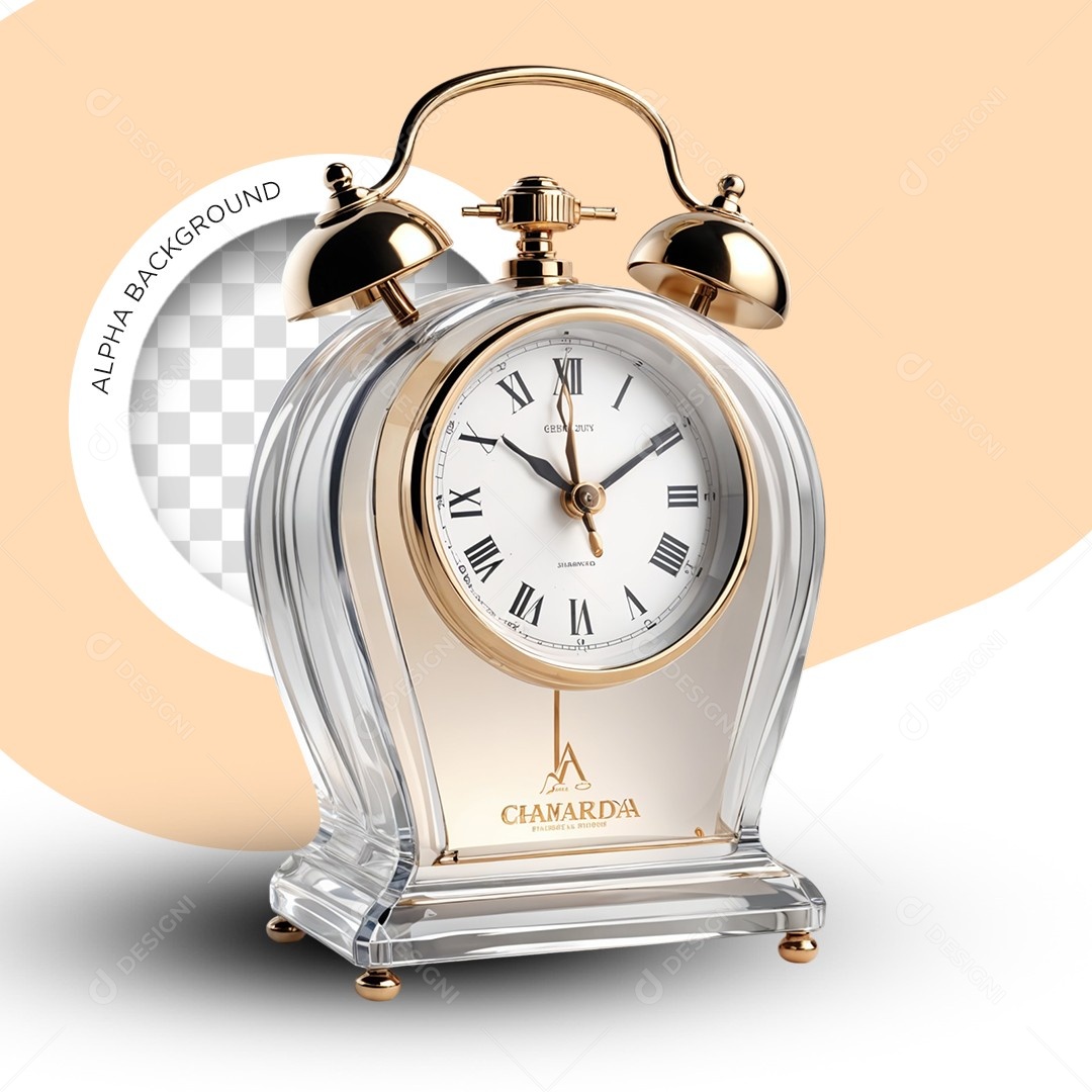Elemento 3D Relógio Despertador Perfumaria para Composição PSD Editável