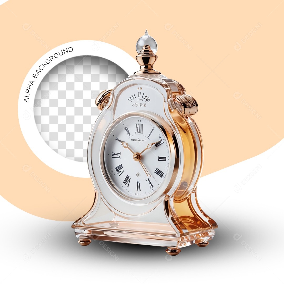 Elemento 3D Relógio Despertador Perfumaria para Composição PSD Editável