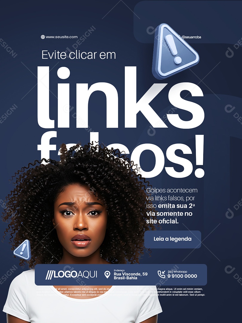 Boleto Evite Cari em links Falsos Social Media PSD Editável