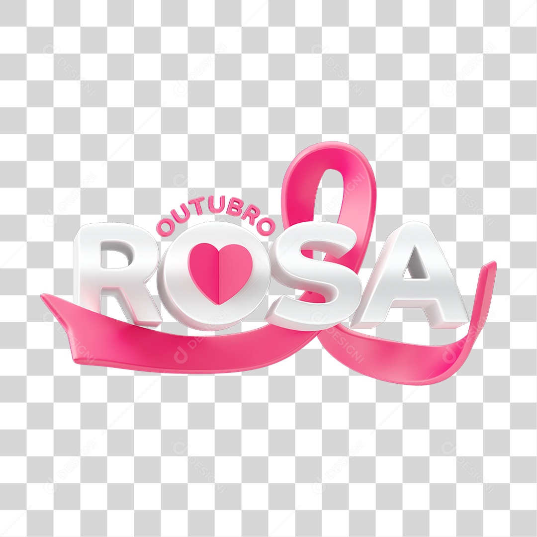 Selo 3D Outubro Rosa PNG Transparente