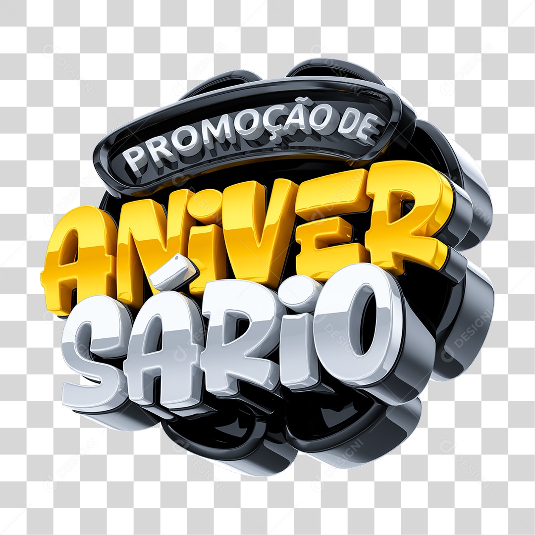 Selo 3D Promoção de Aniversário PNG Transparente