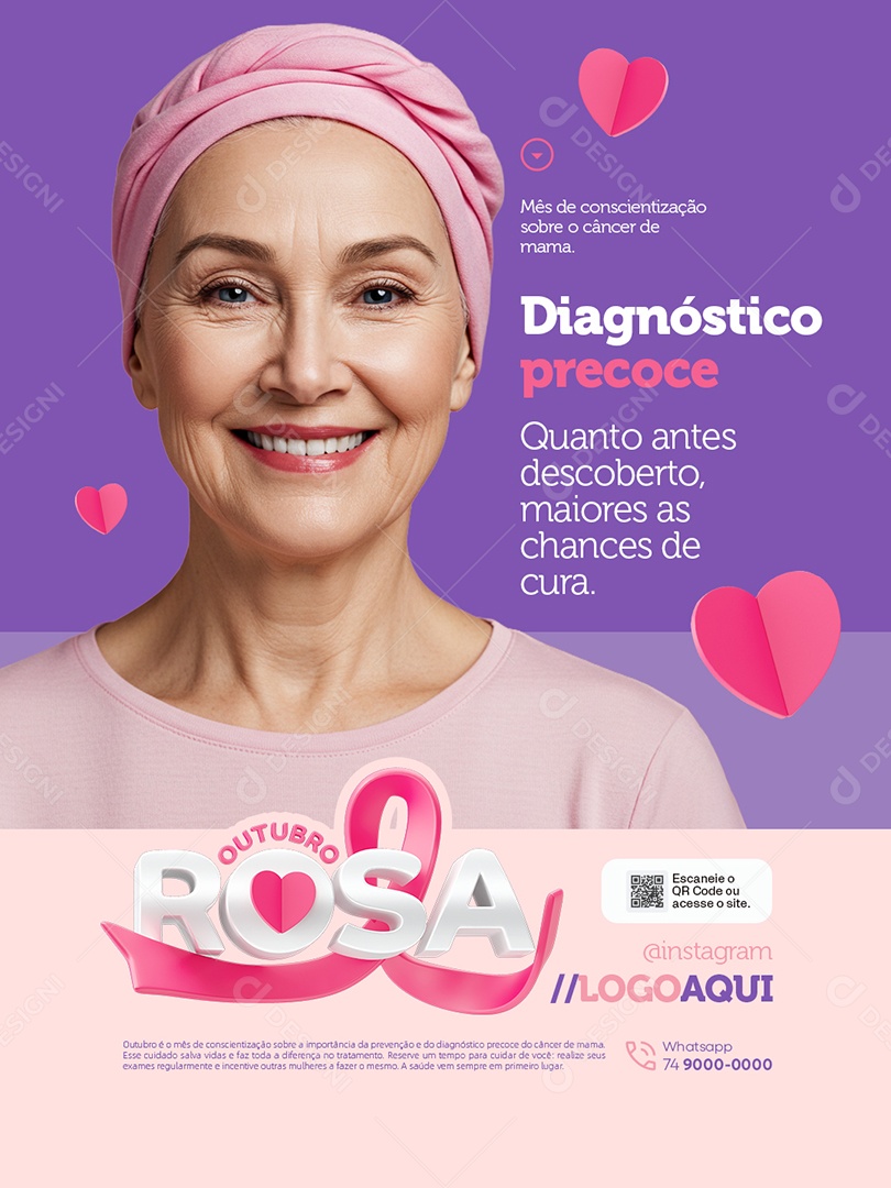Outubro Rosa Quanto Antes Descoberto Melhores Chances de Cura Social Media PSD Editável