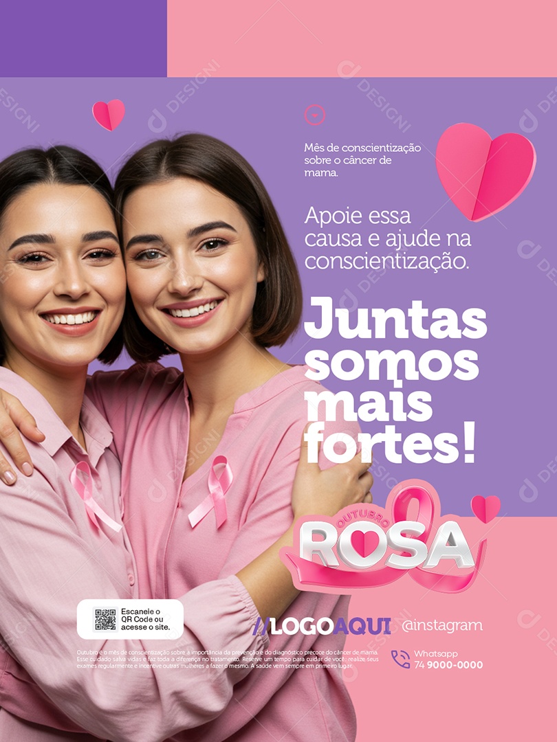 Outubro Rosa Apoie essa Causa e Ajude na Conscientização Social Media PSD Editável