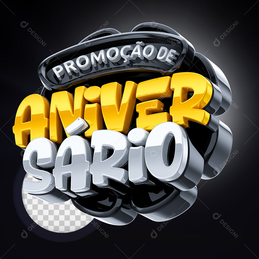 Selo 3D Promoção Aniversario Para Composição PSD