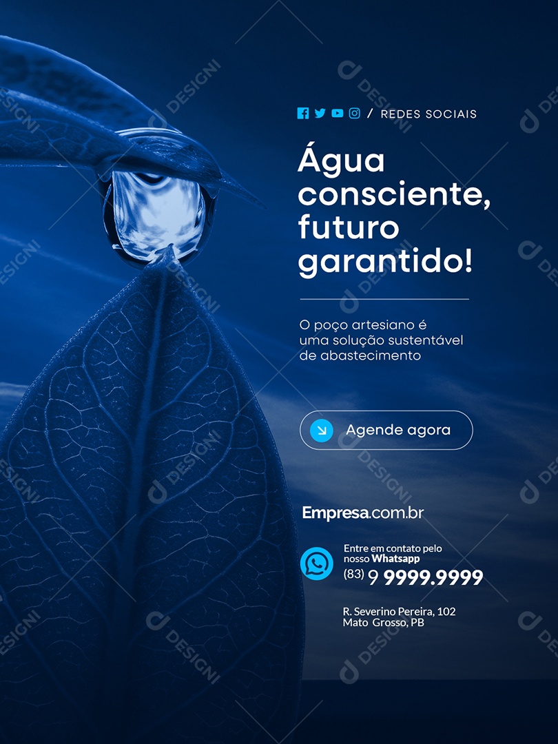 Poço Artesiano Água Consciente Social Media PSD Editável