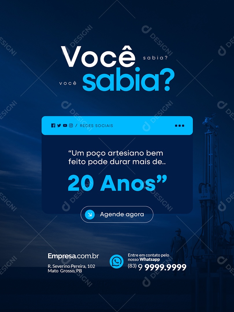 Poço Artesiano Curiosidade Social Media PSD Editável